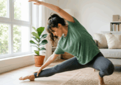 energetic person stretching