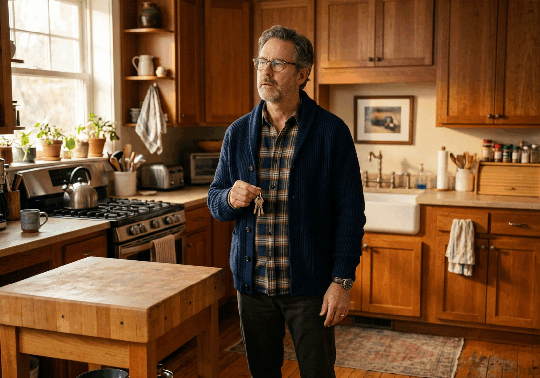 man in his fifties stands