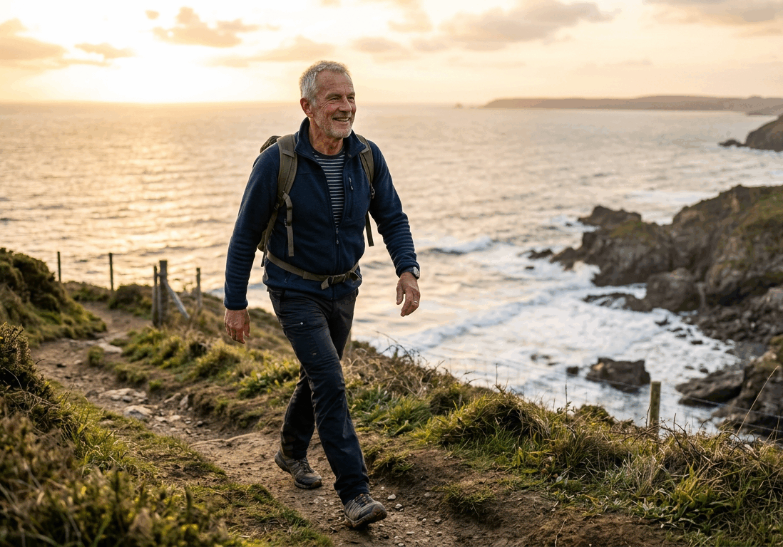 man in his late sixties walks