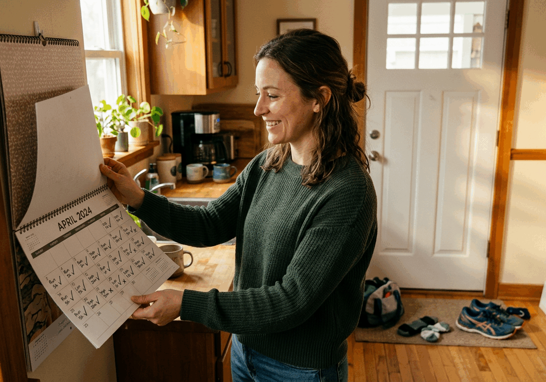woman flips to a new month