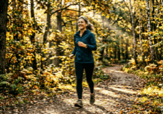 woman in her fifties walks