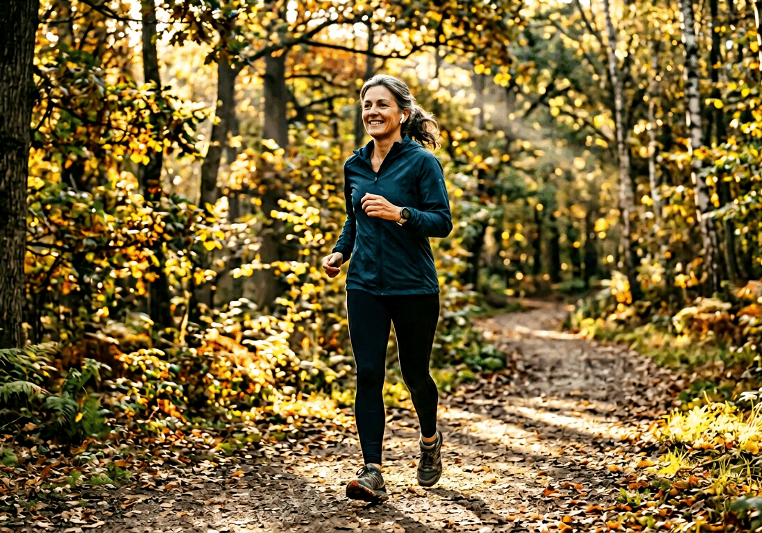 woman in her fifties walks