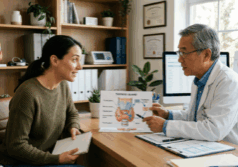 woman sits across from an endocrinologist