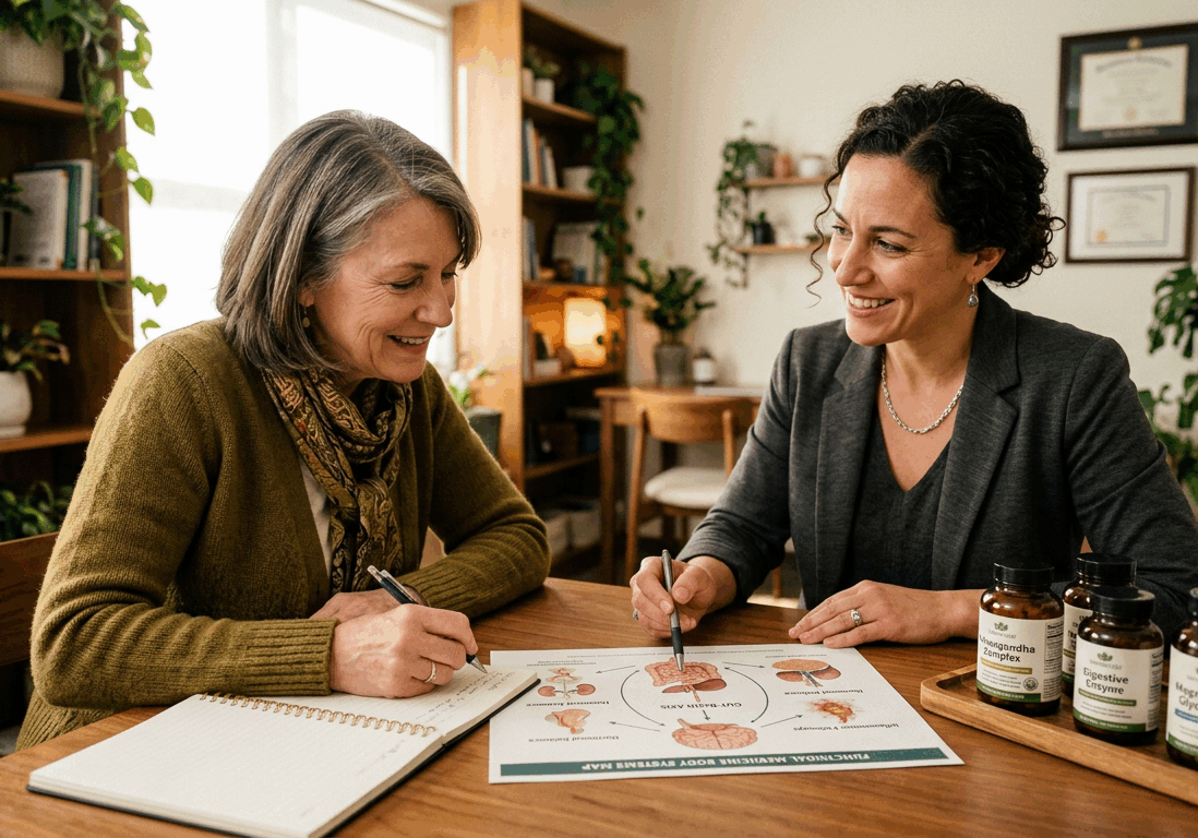 woman talks with a naturopath